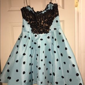 Blue and Black Polka Dot Lace dress